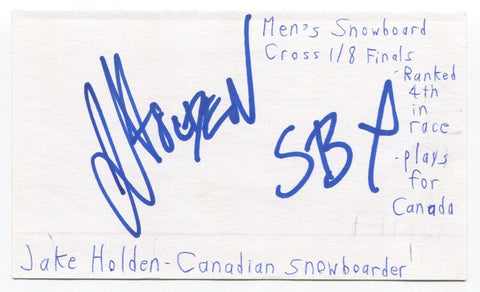 Jake Holden Signed 3x5 Index Card Autographed Canadian Olympics Snowboarder