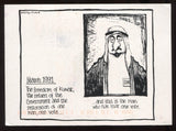 Martyn Turner Signed Sketch Post Card Autographed Signature Cartoonist 