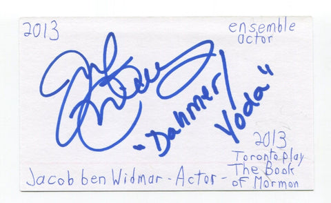 Jacob Ben Widmar Signed 3x5 Index Card Autographed Actor The Book Of Mormon
