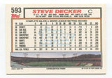 1992 Topps Steve Decker Signed Card Baseball Autographed #593