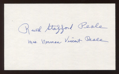 Ruth Stafford Peale Signed 3x5 Index Card Vintage Autographed Signature Author