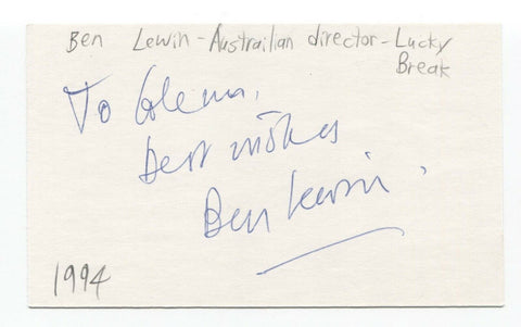 Ben Lewin Signed 3x5 Index Card Autographed Signature Film Director