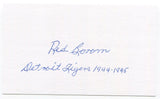 Red Borom Signed 3x5 Index Card Autographed Baseball Detroit Tigers