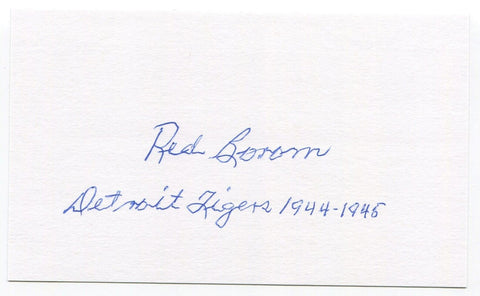 Red Borom Signed 3x5 Index Card Autographed Baseball Detroit Tigers