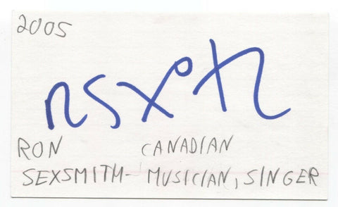 Ron Sexsmith Signed 3x5 Index Card Autographed Signature Singer Songwriter