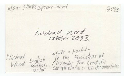 Michael Wood Signed 3x5 Index Card Autographed Signature Author Writer