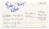 Erika Weber Signed 3x5 Index Card Autographed Actress Fame