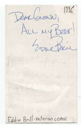 Eddie Brill Signed 3x5 Index Card Autograph Signature Comic David Letterman Show