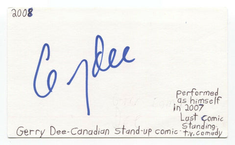 Gerry Dee Signed 3x5 Index Card Autograph Signature Actor Comedian