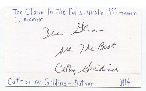 Catherine Gildiner Signed 3x5 Index Card Autograph Signature Author Psychologist