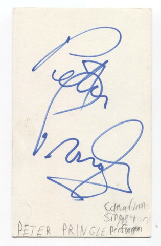 Peter Pringle Signed 3x5 Index Card Autographed Signature Singer