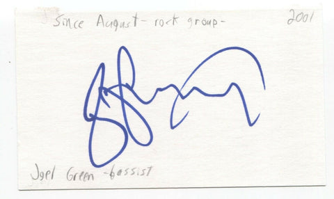 Since August - Joel Green Signed 3x5 Index Card Autographed Signature Band