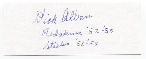 Dick Alban Signed Cut Autograph Football NFL Signature Washington