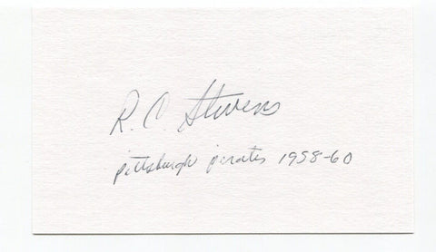 R.C. Stevens Signed 3x5 Index Card Autographed Baseball Washington Senators