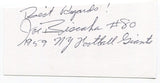 Joseph "Joe" Biscaha Signed 3x5 Index Card Autographed New York Giants NFL