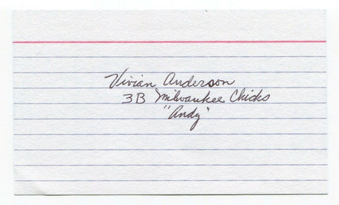 Vivian Anderson Signed 3x5 Index Card Autographed Signature Baseball AAGPBL