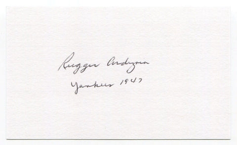 Rugger Ardizoia Signed 3x5 Index Card Autographed Signature New York Yankees 