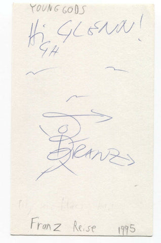 Franz Treichler Signed 3x5 Index Card Autographed Signature Young Gods
