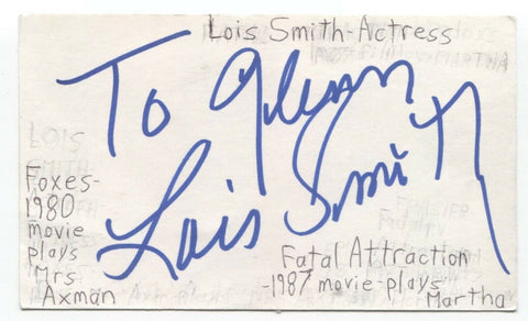 Lois Smith Signed 3x5 Index Card Autographed Signature Actress East of Eden
