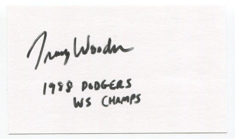 Tracy Woodson Signed 3x5 Index Card Autographed Baseball MLB Los Angeles Dodgers