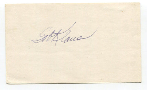Bob Klaus Signed 3x5 Index Card Autograph MLB Baseball Roger Harris Collection