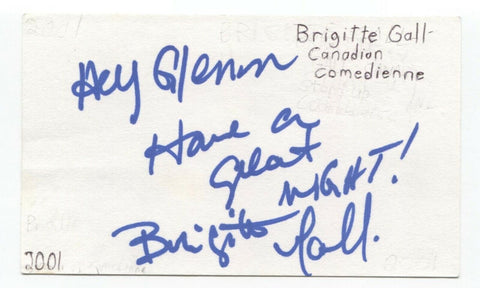 Brigitte Gall Signed 3x5 Index Card Autographed Signature Comedian Comic