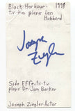 Joseph Ziegler Signed 3x5 Index Card Autograph Signature Actor