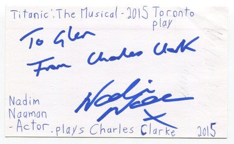 Nadim Naaman Signed 3x5 Index Card Autographed Actor Madagascar