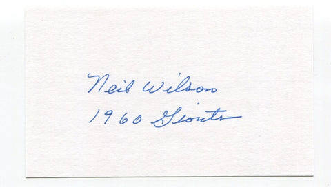 Neil Wilson Signed 3x5 Index Card Autographed Baseball MLB San Francisco Giants