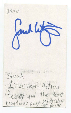 Sarah Litzsinger Signed 3x5 Index Card Autographed Actress Singer Belle