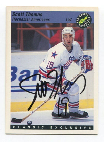 1993 Classic Exclusive Scott Thomas Signed Card Hockey Autograph AUTO #19