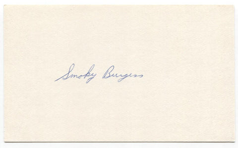 Smoky Burgess Signed 3x5 Index Card Baseball Autographed Cubs World Series