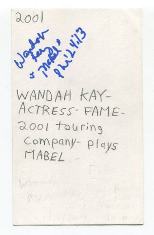 Wandah Kay Signed 3x5 Index Card Autographed Actress Sons Of Anarchy