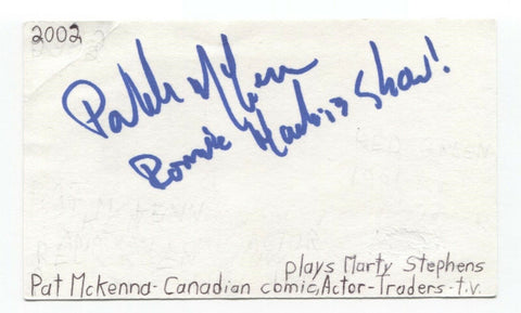 Patrick McKenna Signed 3x5 Index Card Autographed Signature Actor Comedian