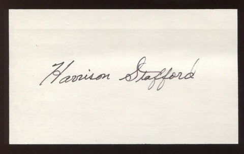 Harrison Stafford Signed 3x5 Index Card Vintage Autographed Signature 
