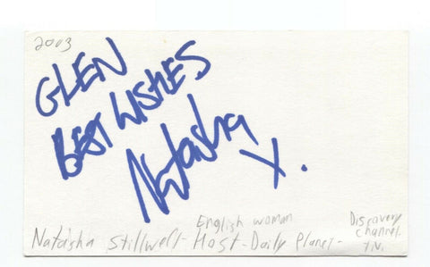 Natasha Stillwell Signed 3x5 Index Card Autographed Signature Reporter Producer