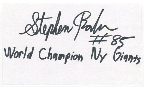 Stephen Baker Signed 3x5 Index Card Autographed NY Giants Super Bowl Champion