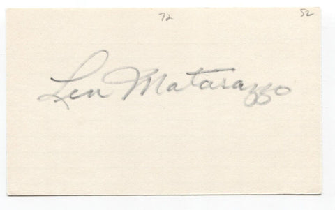 Len Matarazzo Signed 3x5 Index Card Baseball Autographed  Philadelphia Athletics