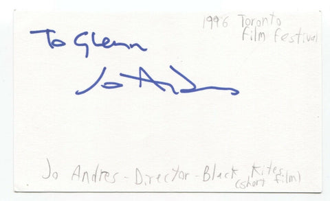 Jo Andres Signed 3x5 Index Card Autographed Signature Film Director Filmmaker