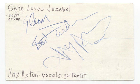 Gene Loves Jezebel Jay Aston Signed 3x5 Index Card Autographed Signature