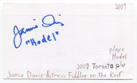 Jamie Davis Signed 3x5 Index Card Autographed Actress Fiddler On The Roof