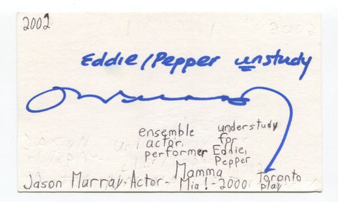 Jason Murray Signed 3x5 Index Card Autographed Actor Mamma Mia