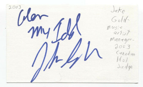 Jake Gold Signed 3x5 Index Card Autographed Canadian Idol Judge Music Manager