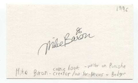 Mike Baron Signed 3x5 Index Card Autographed Signature Comic Book Creator Nexus