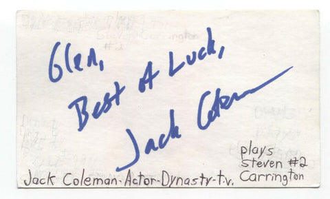 Jack Coleman Signed 3x5 Index Card Autographed Signature Actor The Office