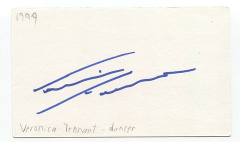 Veronica Tennant Signed 3x5 Index Card Autograph Signature Actress Ballet Dancer