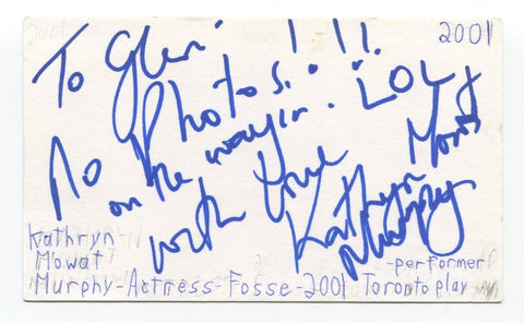 Kathryn Mowat Murphy Signed 3x5 Index Card Autographed Actress iCarly