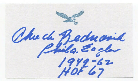 Chuck Bednarik Signed 3x5 Index Card Autographed Football Eagles Hall of Fame