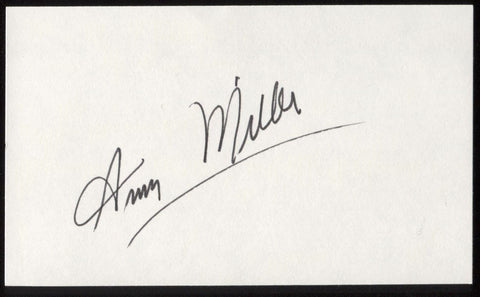 Ann Miller Signed Index Card Signature Autographed AUTO 