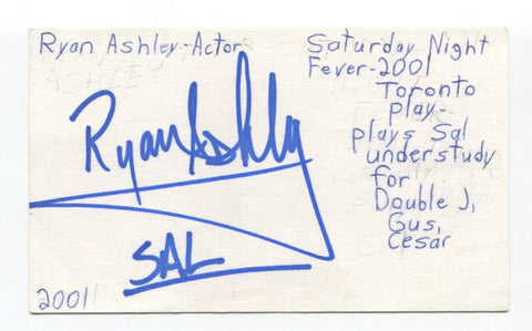 Ryan Ashley Signed 3x5 Index Card Autographed Actor Rent Arrested Development